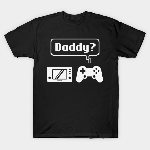 Controller Game Console Icons (Cartoon: Daddy? / White) T-Shirt by MrFaulbaum